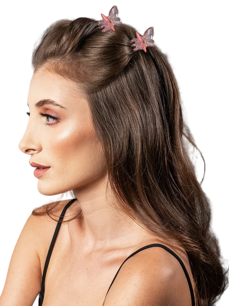 6pcs/set Multicolor Transparent butterfly Trumpet Hair Claw Hair Embellishment Small Hair Thin Hair Special Holiday Gift