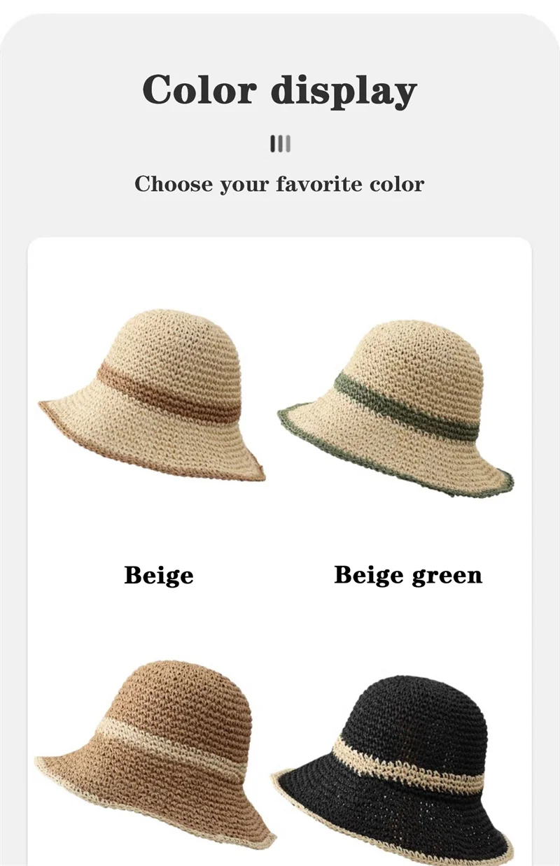 Fashion Wavy Brim Beach Straw Hat Summer Women Foldable Visor Bucket Hat Fisherman Cap Outdoor Panama Girls Wide Brim Sun Hats