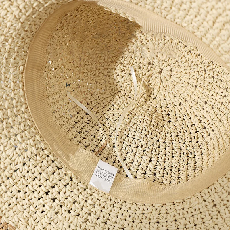Fashion Wavy Brim Beach Straw Hat Summer Women Foldable Visor Bucket Hat Fisherman Cap Outdoor Panama Girls Wide Brim Sun Hats