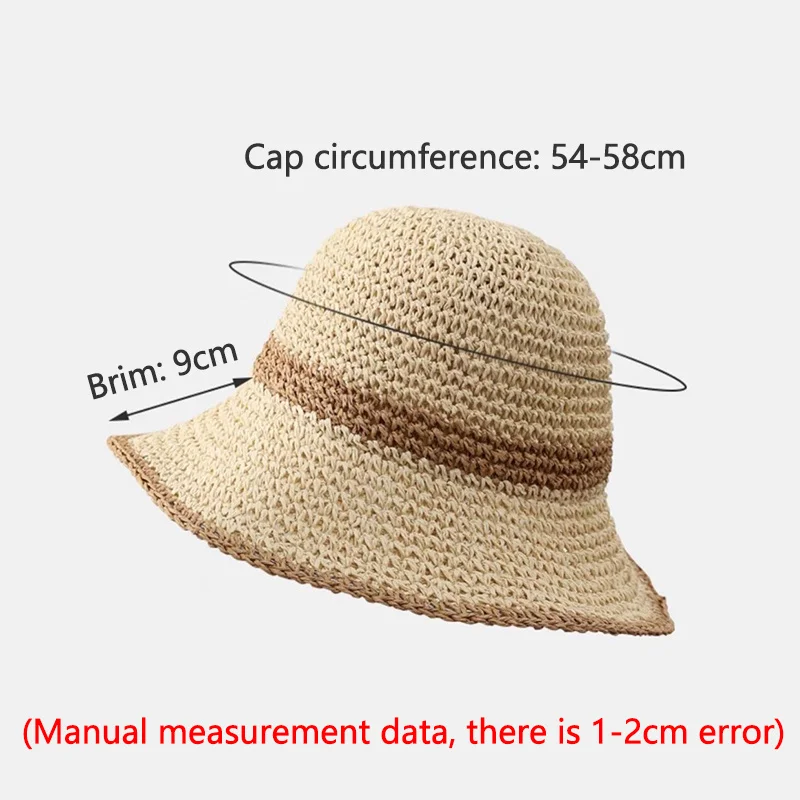 Fashion Wavy Brim Beach Straw Hat Summer Women Foldable Visor Bucket Hat Fisherman Cap Outdoor Panama Girls Wide Brim Sun Hats