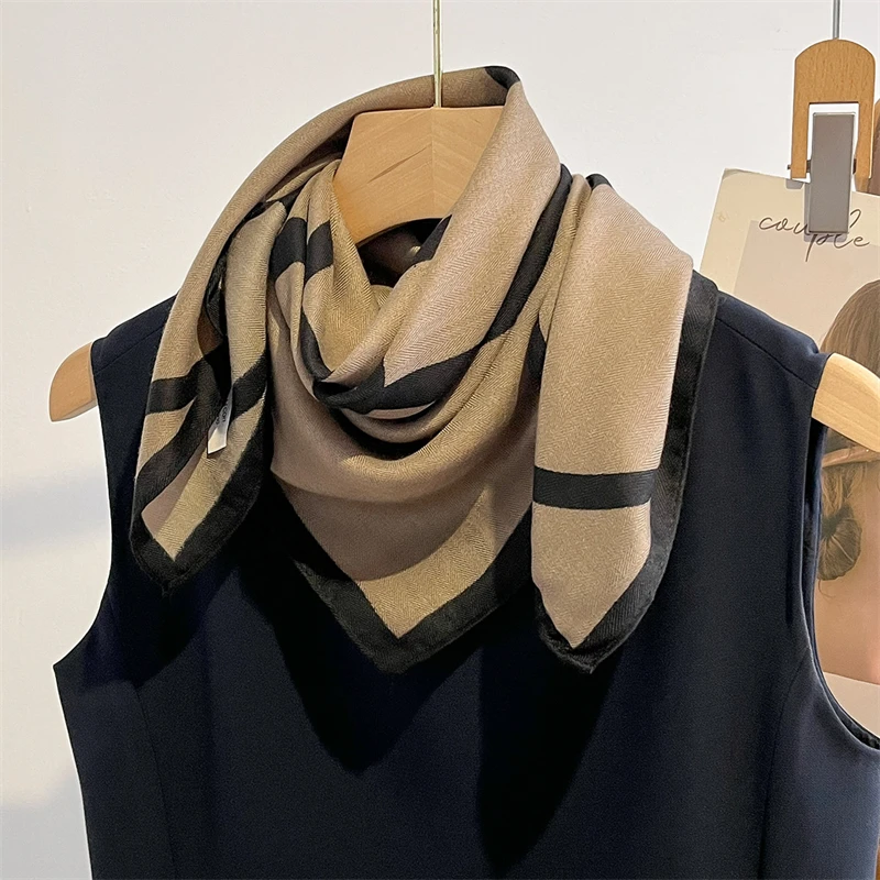 Fashion Handkerchief Print 68*68cm Silk Satin Neck Scarf Women Small Shawl Hair Female Office Lady Bandanna Solid
