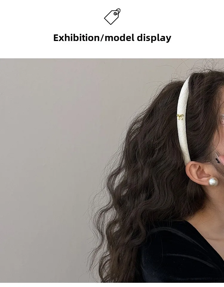Korean autumn and winter velvet noble narrow version headband simple small bow hair accessories 2025 versatile high cranial top