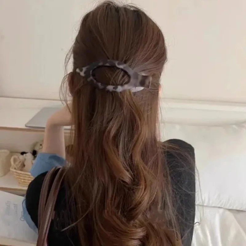 Simple French Style Oval Hair Clip For Women Girls Back Head Hair Hold Hairpin Hairgrip Barrette Headband Fashion Hair Accessory