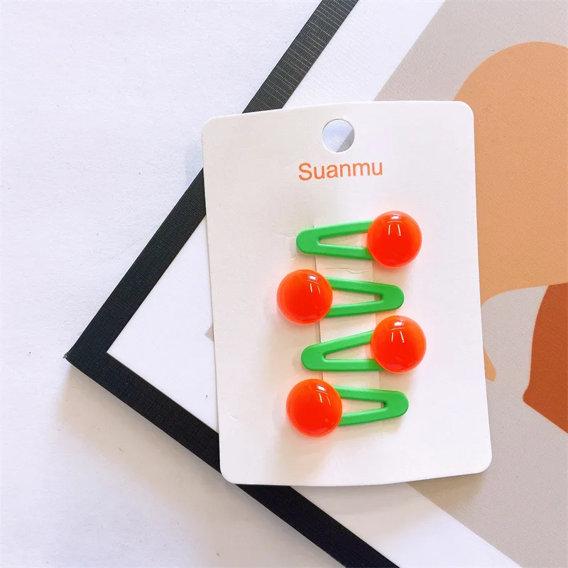 4Pcs/Set Summer Cute Transparent Bean Hairpins For Baby Girls Shining Jelly Side Clips Kids Bead Hair Clips Hair Accesories