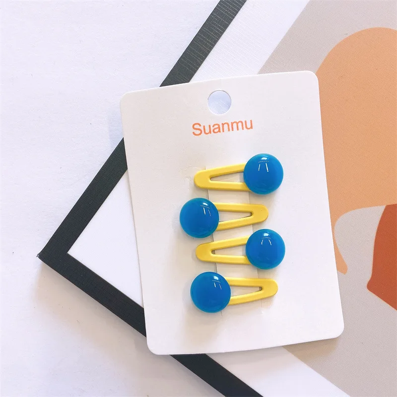 4Pcs/Set Summer Cute Transparent Bean Hairpins For Baby Girls Shining Jelly Side Clips Kids Bead Hair Clips Hair Accesories