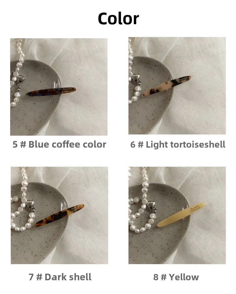 Korean version of acetic acid hairpin side clip female side one-word clip 2025 new clip back of head bangs broken hairpin