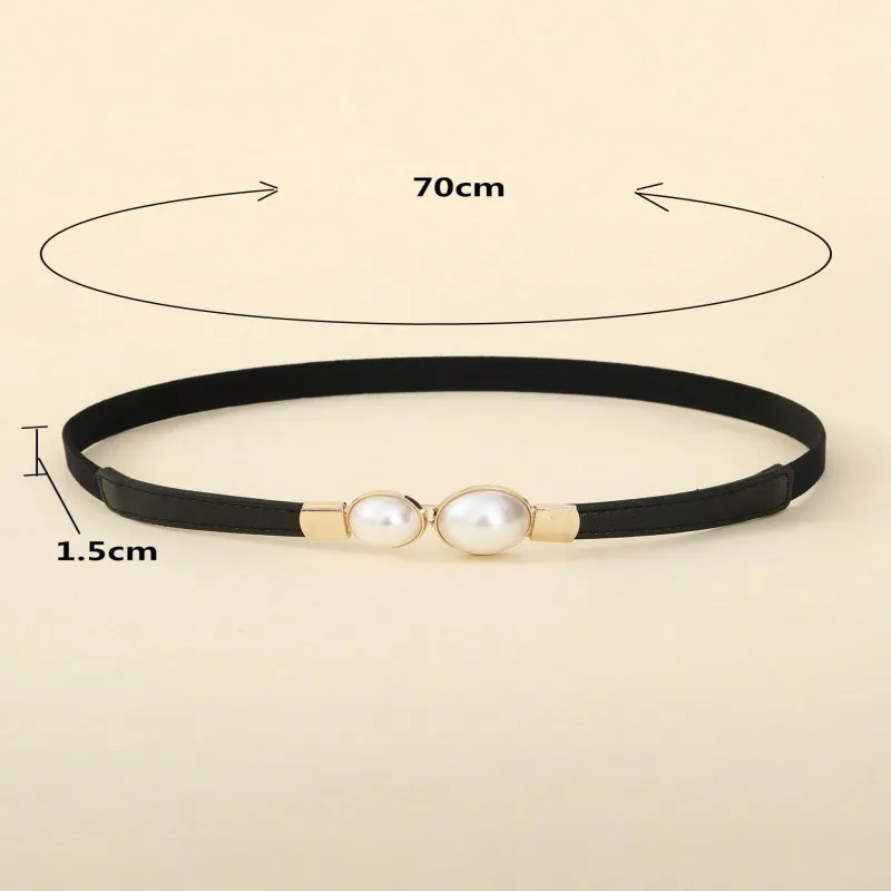 A Slender Waist Belt for the Dress, Which Can Cinch the Waist, Exudes an Elegant and Retro Charm. It Features Pearl Double Buckl