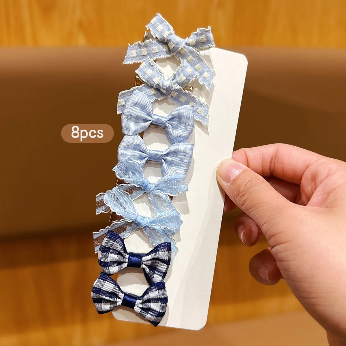 8 blue bow hair clips, sweet headband clips