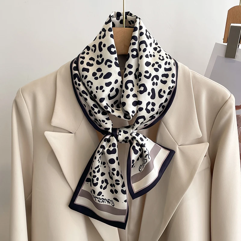 Women Silk Feel Printed Design Scarf Shawl Fashion Luxury Long Narrow Small Silk Scarves Ladies Headband Headscarve bags wrap