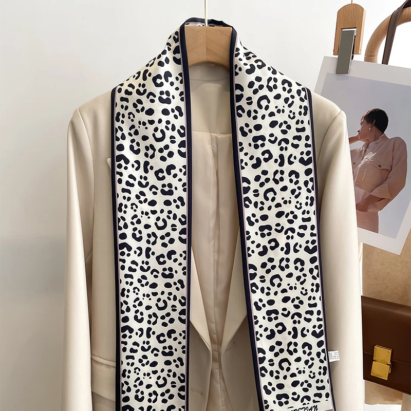 Women Silk Feel Printed Design Scarf Shawl Fashion Luxury Long Narrow Small Silk Scarves Ladies Headband Headscarve bags wrap