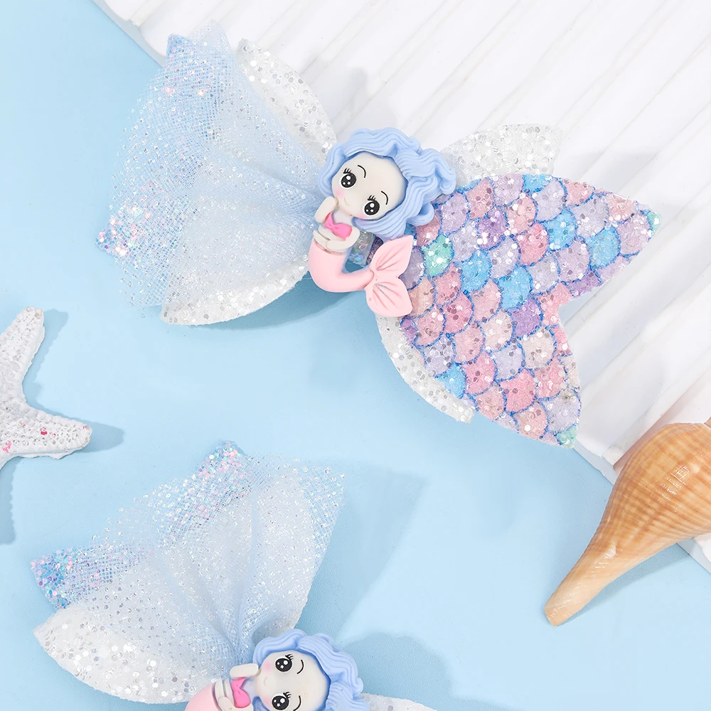 2Pcs Rainbow Unicorn Cartoon Hair Clip Kawaii Sweet Pastel Glitter Bow Hairpin For Girls & Kids Headwear Children's Accessories