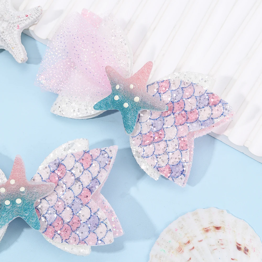 2Pcs Rainbow Unicorn Cartoon Hair Clip Kawaii Sweet Pastel Glitter Bow Hairpin For Girls & Kids Headwear Children's Accessories