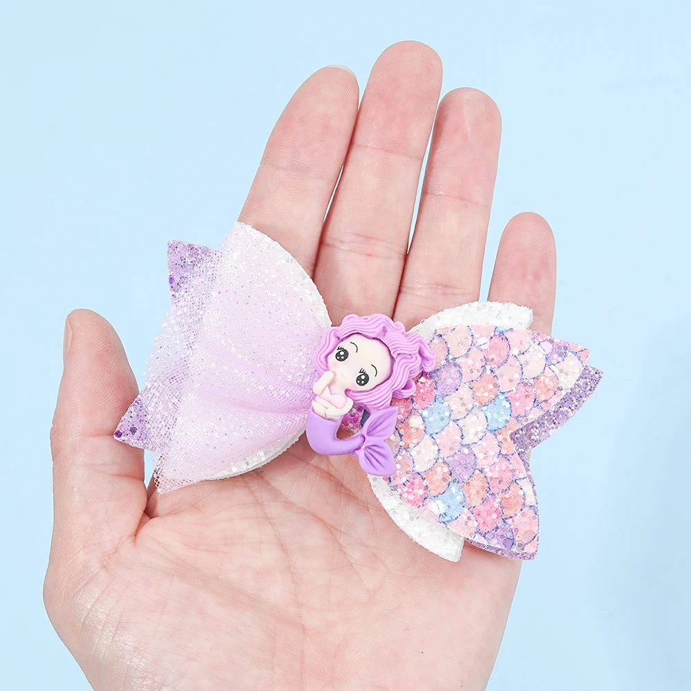 2Pcs Rainbow Unicorn Cartoon Hair Clip Kawaii Sweet Pastel Glitter Bow Hairpin For Girls & Kids Headwear Children's Accessories