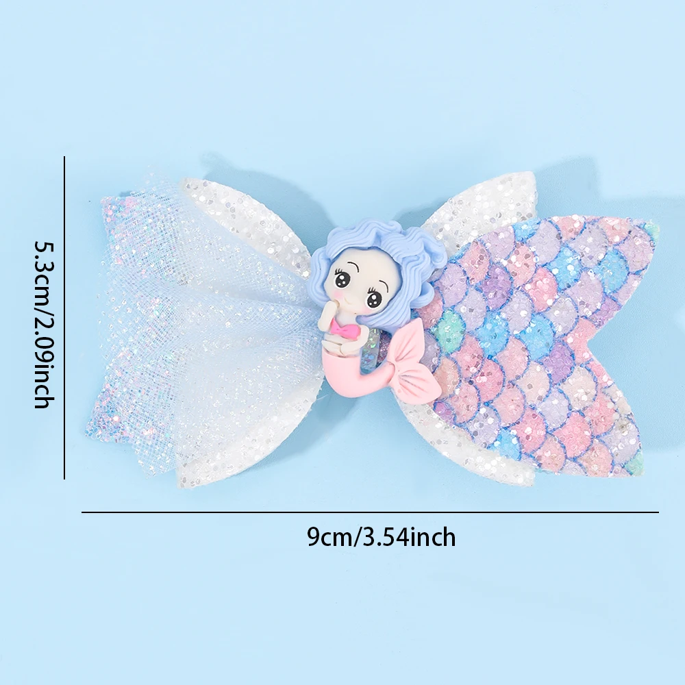 2Pcs Rainbow Unicorn Cartoon Hair Clip Kawaii Sweet Pastel Glitter Bow Hairpin For Girls & Kids Headwear Children's Accessories