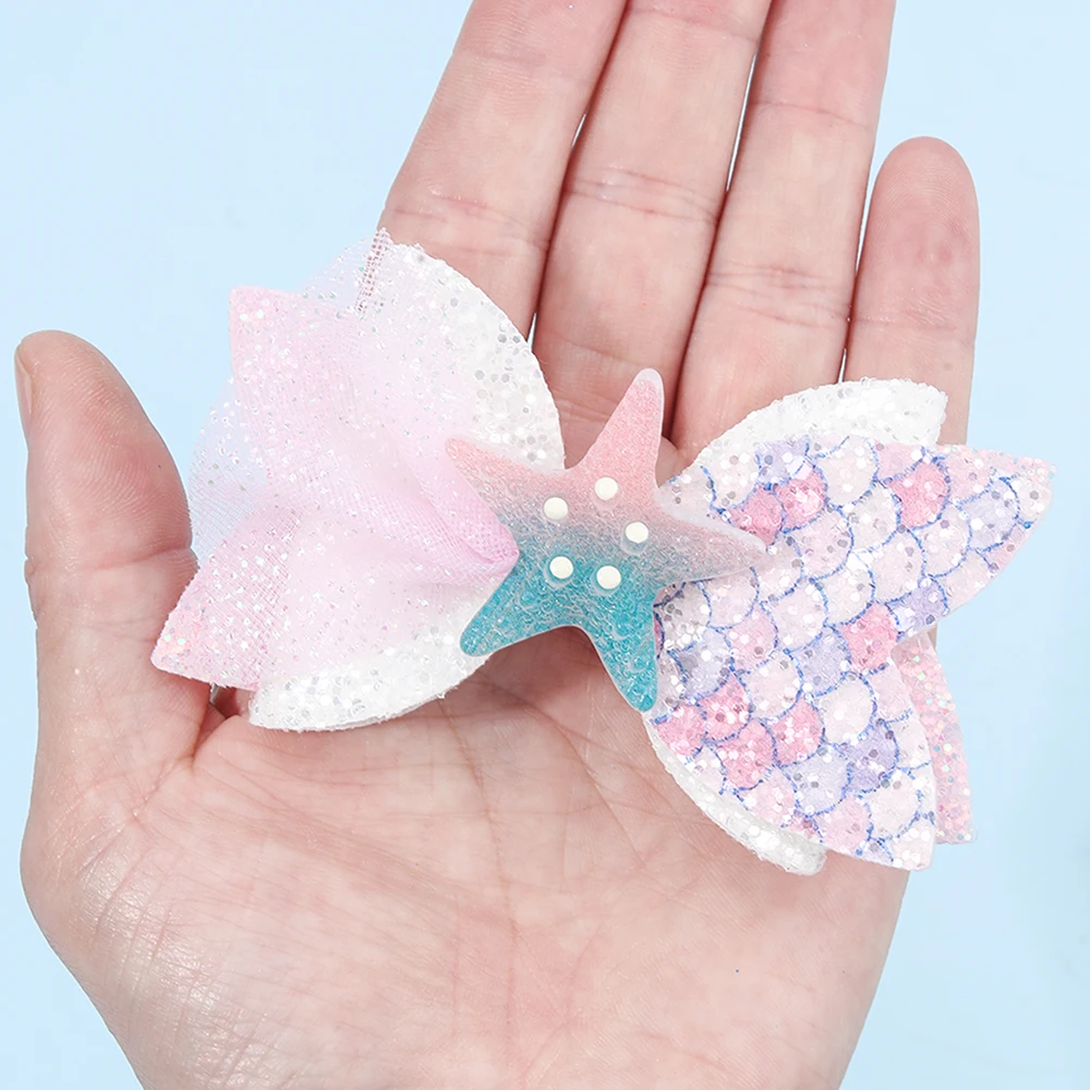 2Pcs Rainbow Unicorn Cartoon Hair Clip Kawaii Sweet Pastel Glitter Bow Hairpin For Girls & Kids Headwear Children's Accessories