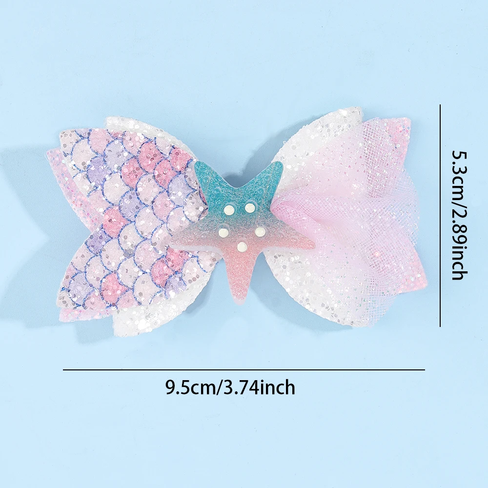 2Pcs Rainbow Unicorn Cartoon Hair Clip Kawaii Sweet Pastel Glitter Bow Hairpin For Girls & Kids Headwear Children's Accessories