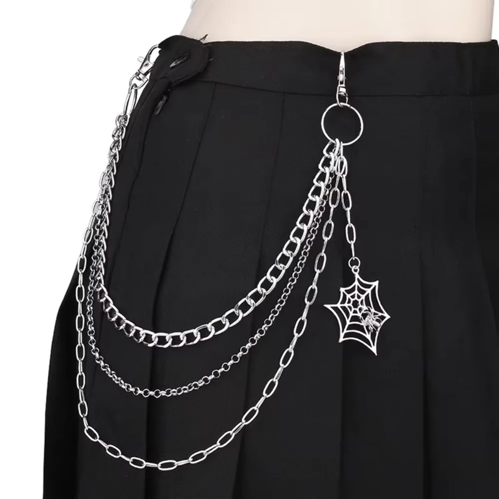 Trendy Punk Metal Pants Chain Fashion Hip Hop Spider Web Pendant Waist Chain JEANS Chain Accessories Gifts For Men Women