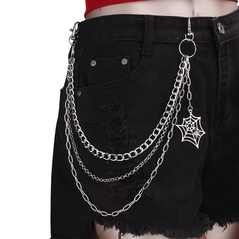 Trendy Punk Metal Pants Chain Fashion Hip Hop Spider Web Pendant Waist Chain JEANS Chain Accessories Gifts For Men Women