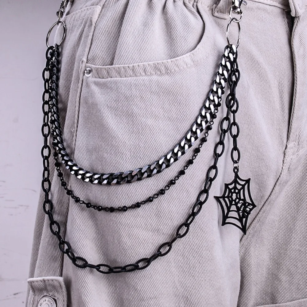 Trendy Punk Metal Pants Chain Fashion Hip Hop Spider Web Pendant Waist Chain JEANS Chain Accessories Gifts For Men Women