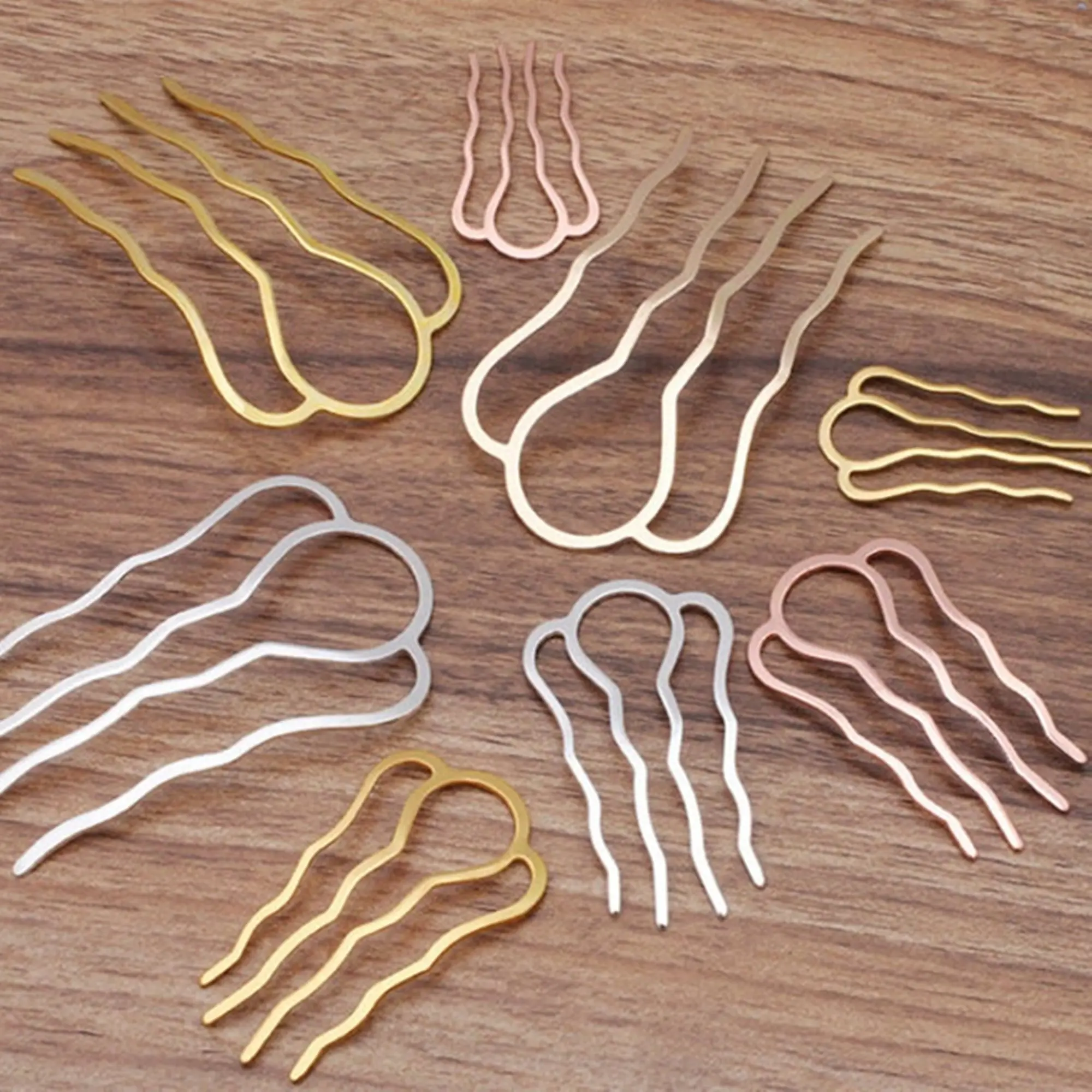 6 Pcs/lot 4-tooth Hair Comb, Metal Hair Stick, Hair Fork, Hair Accessories, Hair Jewelry, Barrette Hair Combs Blank Base