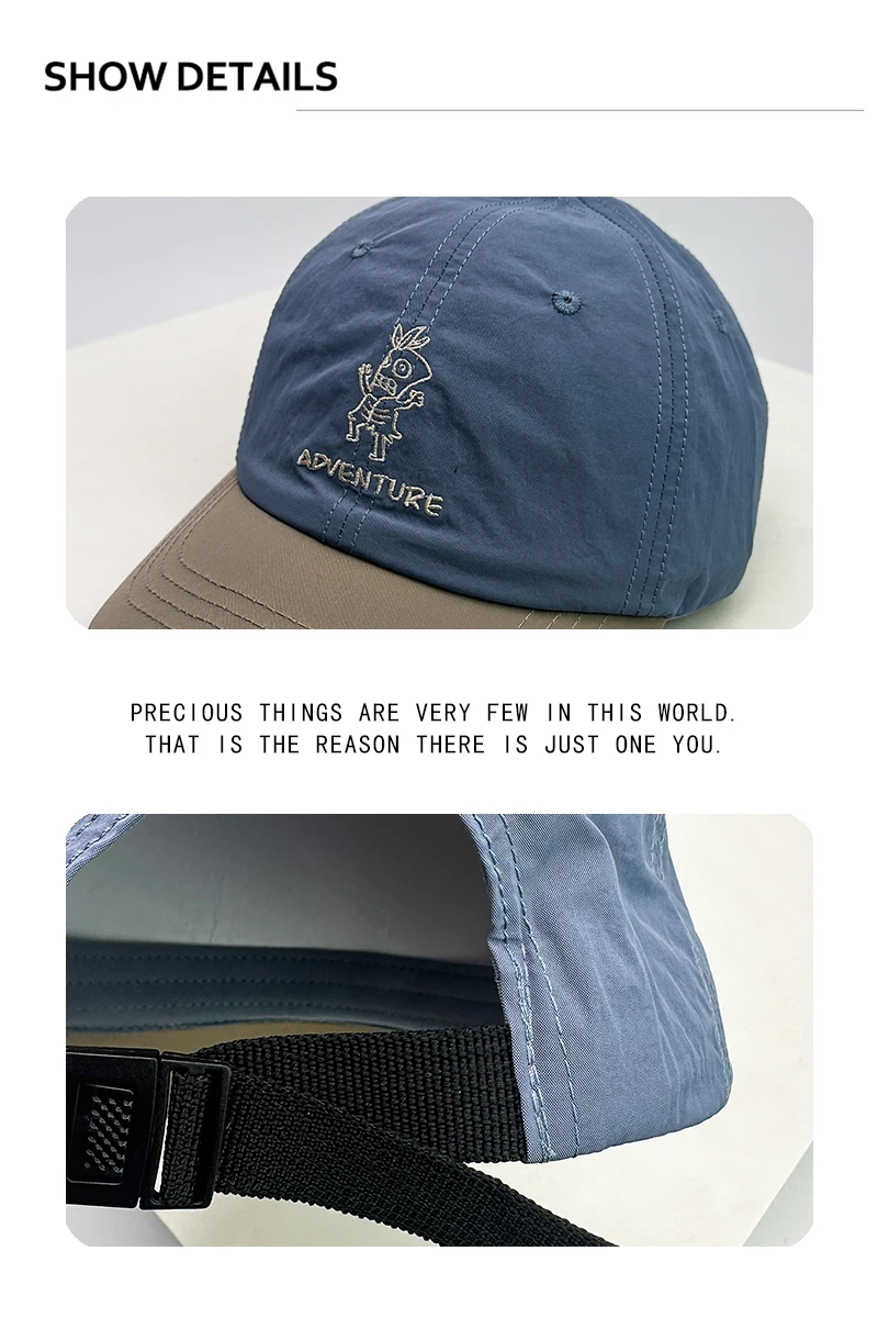 New Unisex Cartoon Color Block Letter Embroidery Baseball Hats Breathable Short Eave Sunshade Peaked Caps Versatile Quick Drying