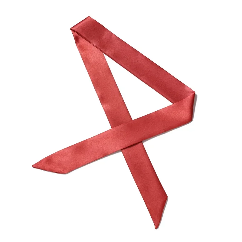 Red Scarf Long Imitation Silk Satin Ribbon Hairbands Women Neck Wrap Kerchief Foulard Narrow Small Bag Handle Scarves Tie