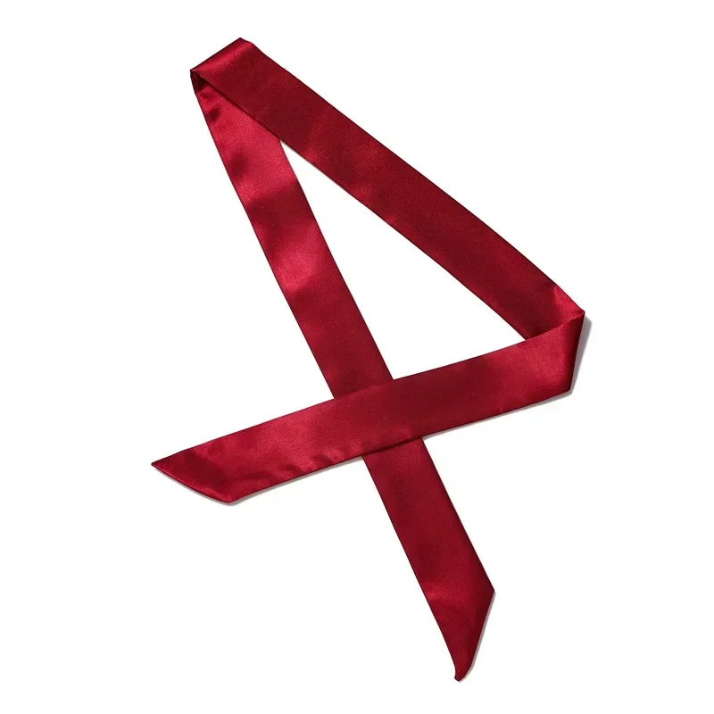 Red Scarf Long Imitation Silk Satin Ribbon Hairbands Women Neck Wrap Kerchief Foulard Narrow Small Bag Handle Scarves Tie