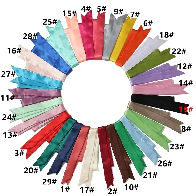 Red Scarf Long Imitation Silk Satin Ribbon Hairbands Women Neck Wrap Kerchief Foulard Narrow Small Bag Handle Scarves Tie