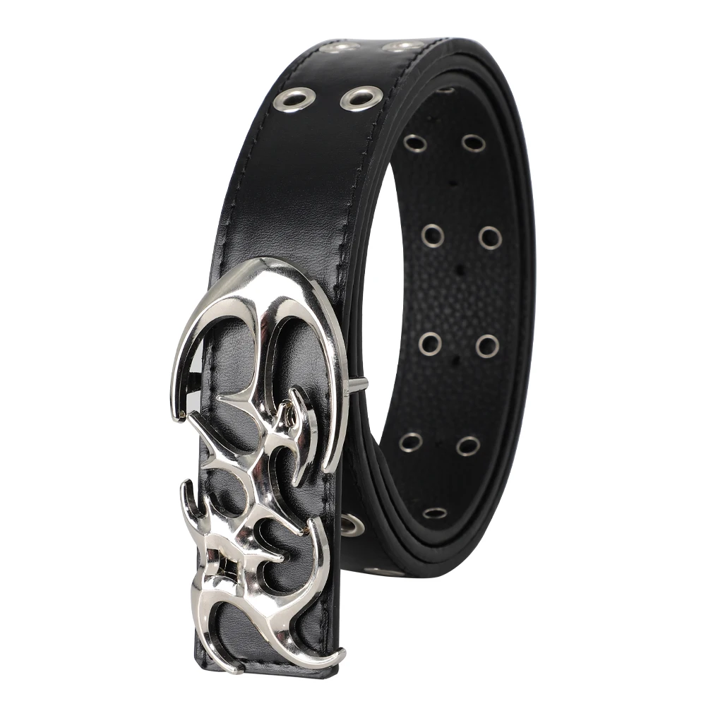 New Fashion Luxury Men's Belt Classic Special Shaped Hollow Buckle Belt Black Casual Designer Women's Belt-Pair with Jeans,Dress