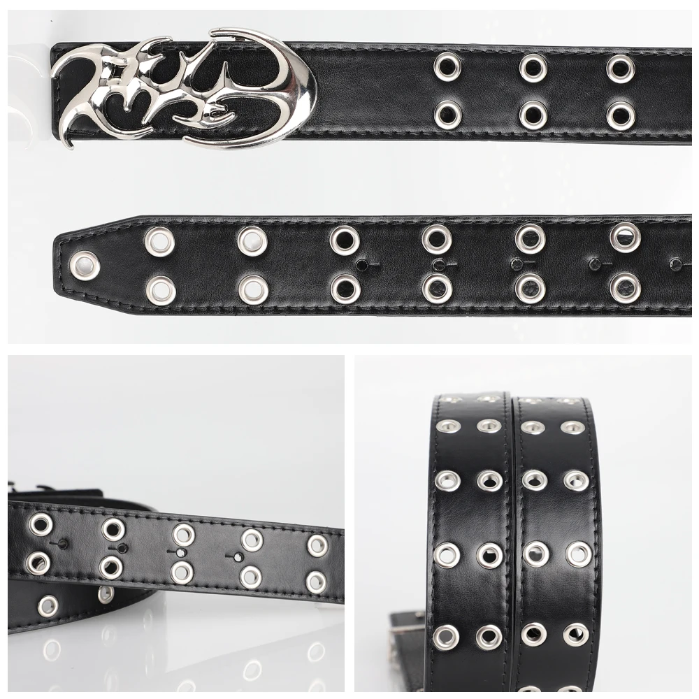 New Fashion Luxury Men's Belt Classic Special Shaped Hollow Buckle Belt Black Casual Designer Women's Belt-Pair with Jeans,Dress