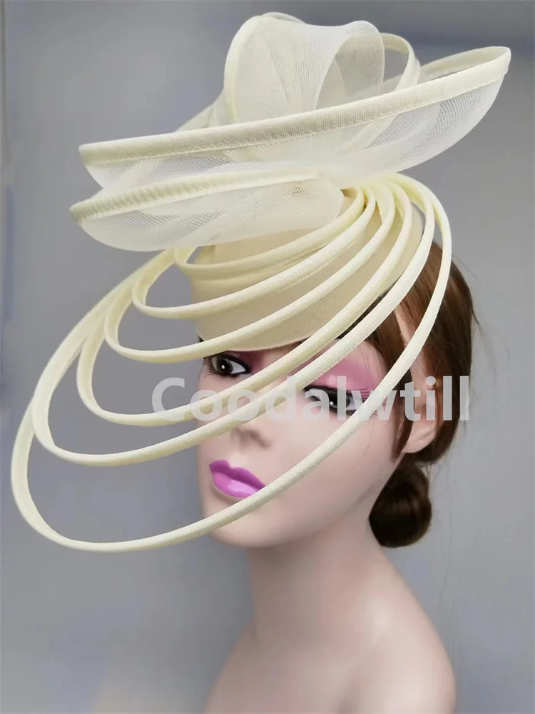 Church Fascinator Hat Wedding Mesh Headpiece Women Party Banquet Chapeau Cap Headband Ladies Party Tea Royal Ascot Pillbox Caps