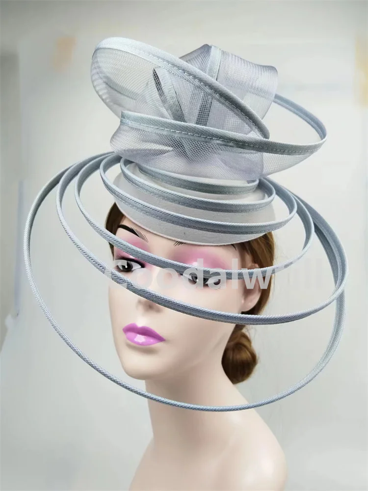 Church Fascinator Hat Wedding Mesh Headpiece Women Party Banquet Chapeau Cap Headband Ladies Party Tea Royal Ascot Pillbox Caps