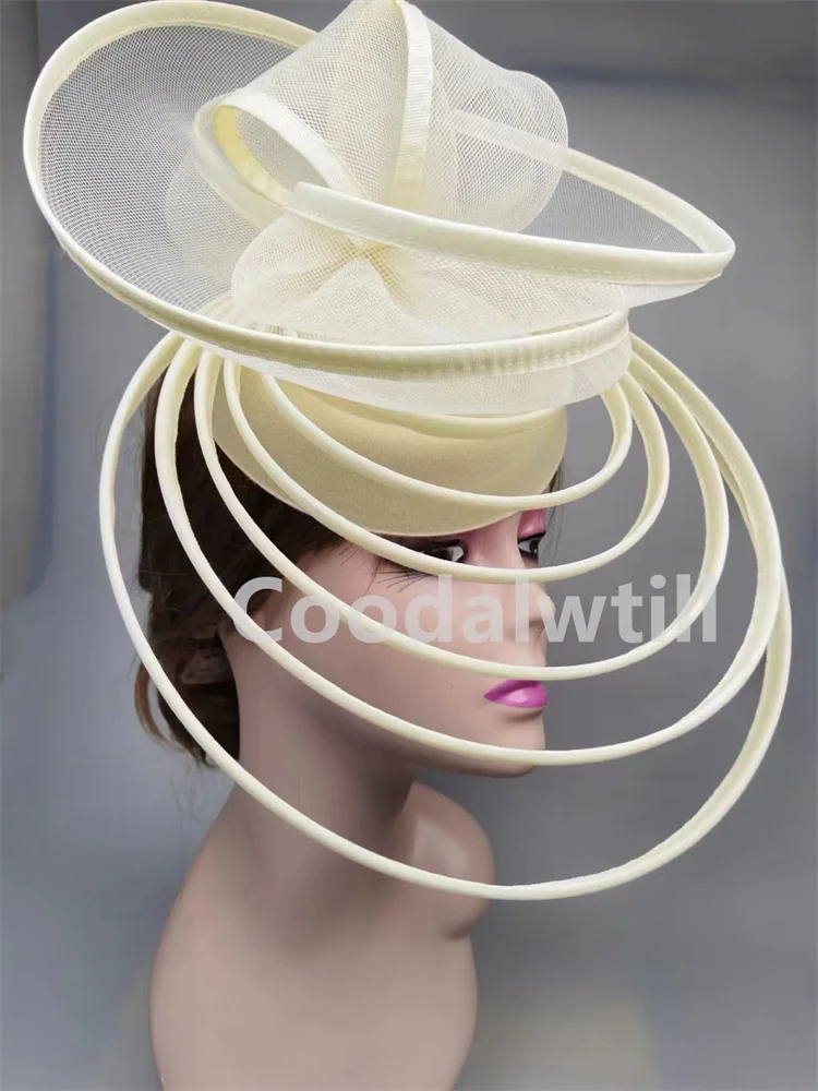 Church Fascinator Hat Wedding Mesh Headpiece Women Party Banquet Chapeau Cap Headband Ladies Party Tea Royal Ascot Pillbox Caps