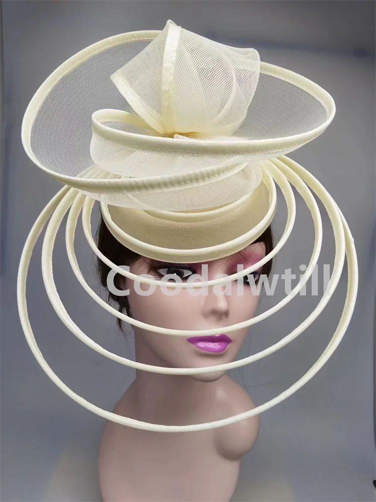 Church Fascinator Hat Wedding Mesh Headpiece Women Party Banquet Chapeau Cap Headband Ladies Party Tea Royal Ascot Pillbox Caps