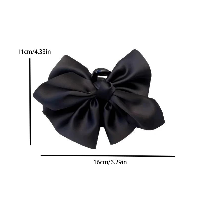 Solid Black and White Big Bow Hair Clip for Women Elegant Ponytail Clip Fashion Girl Hair Clamp Hair Accessories