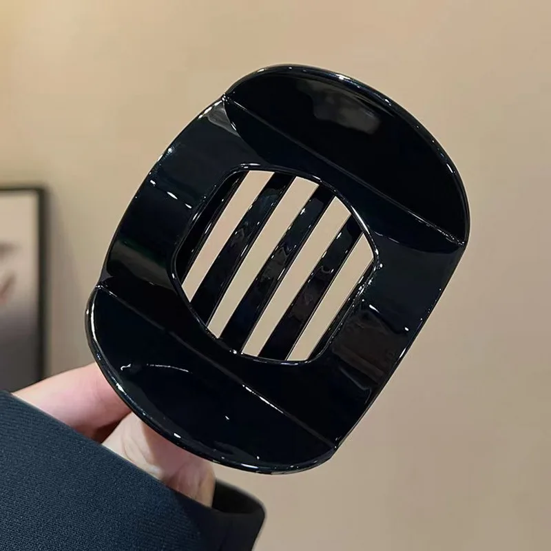 Women Vintage flat claw clip Large black Arc Shaped Duck Claw girls Plastic Duckbill hairclip flat hair clip Hair Accessories