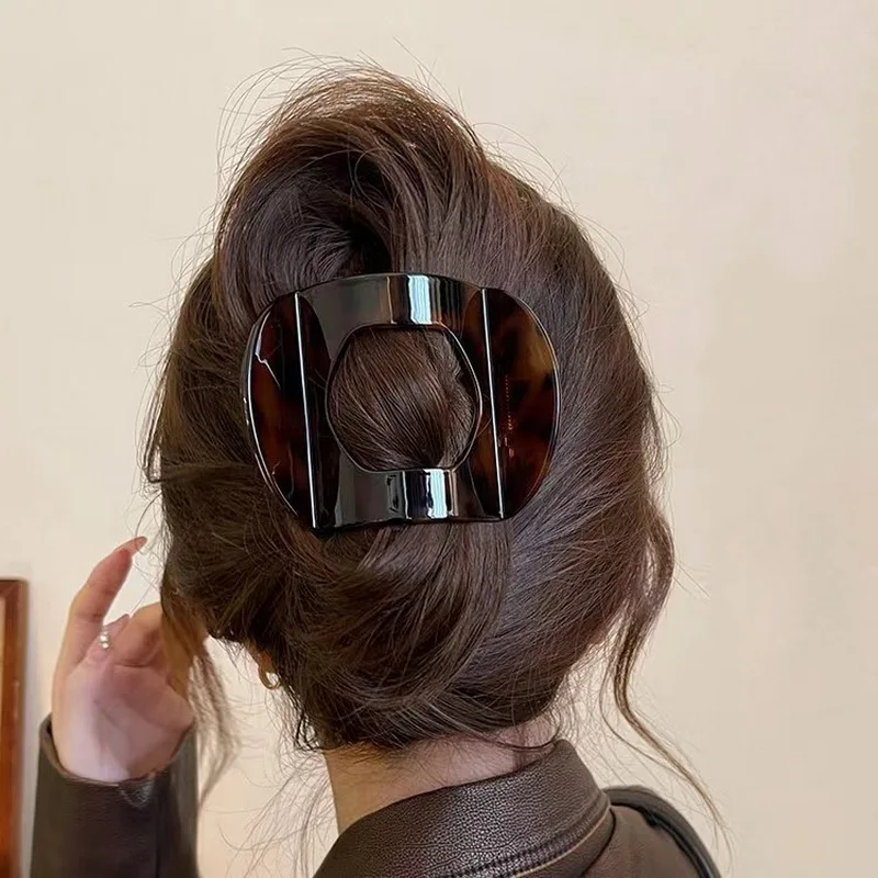 Women Vintage flat claw clip Large black Arc Shaped Duck Claw girls Plastic Duckbill hairclip flat hair clip Hair Accessories