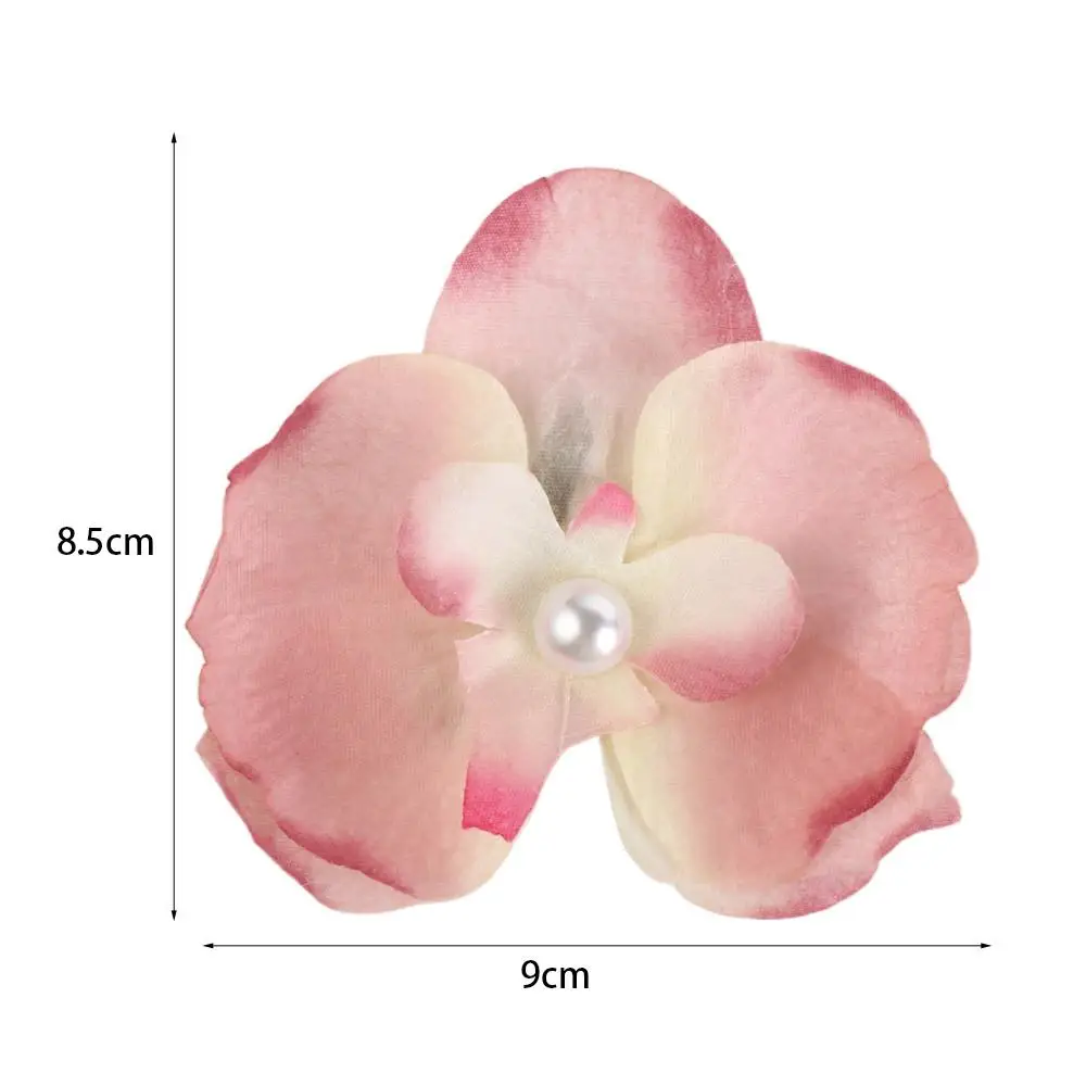 Cloth Butterfly Flower Hair Clip Pearl Korean Style Orchid Flower Hairpin Seaside Vacation Headwear Headdress Girl Hair Clip
