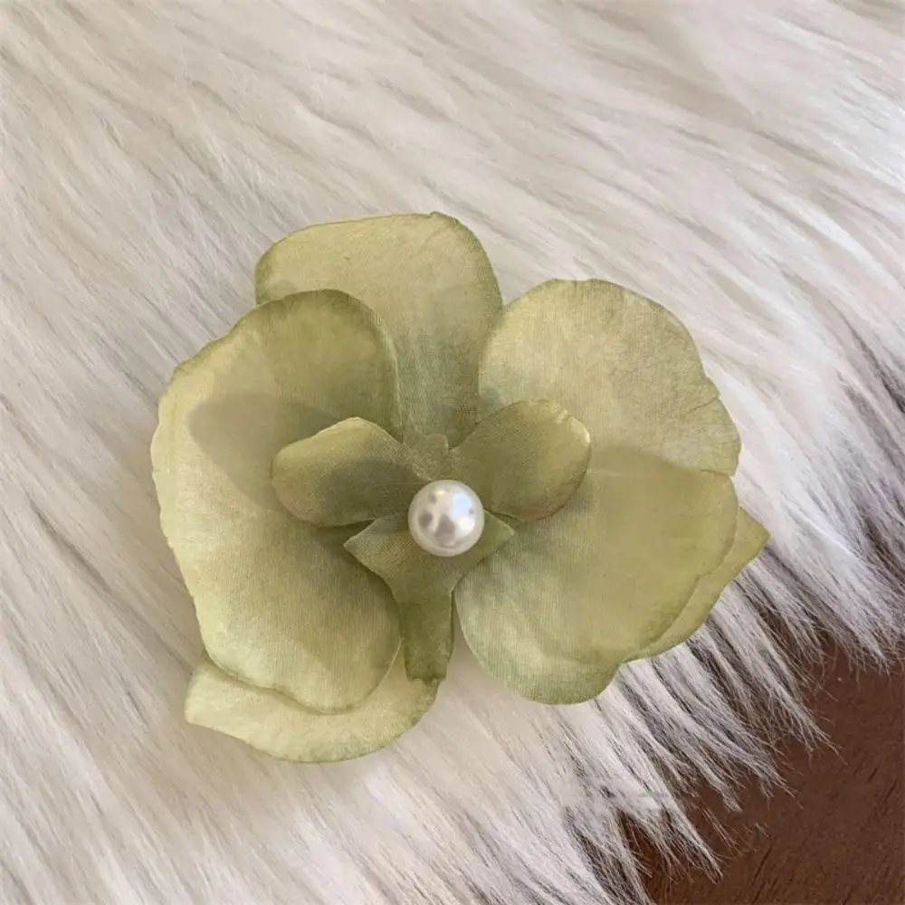 Cloth Butterfly Flower Hair Clip Pearl Korean Style Orchid Flower Hairpin Seaside Vacation Headwear Headdress Girl Hair Clip