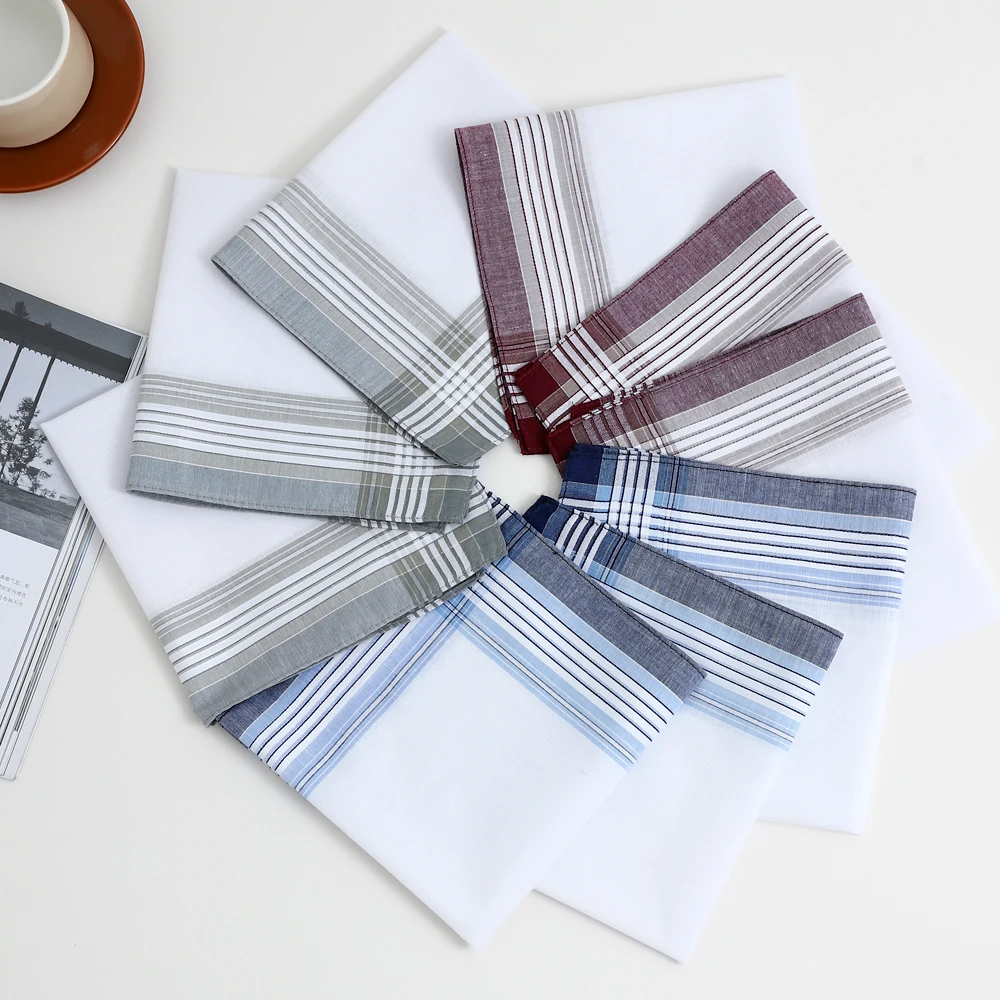 6-Pack Men's Yarn-Dyed Pure Cotton Handkerchiefs, Classic Plaid Handkerchiefs, Wedding Groom's Gift, Sweat-Wiping Pocket Towels