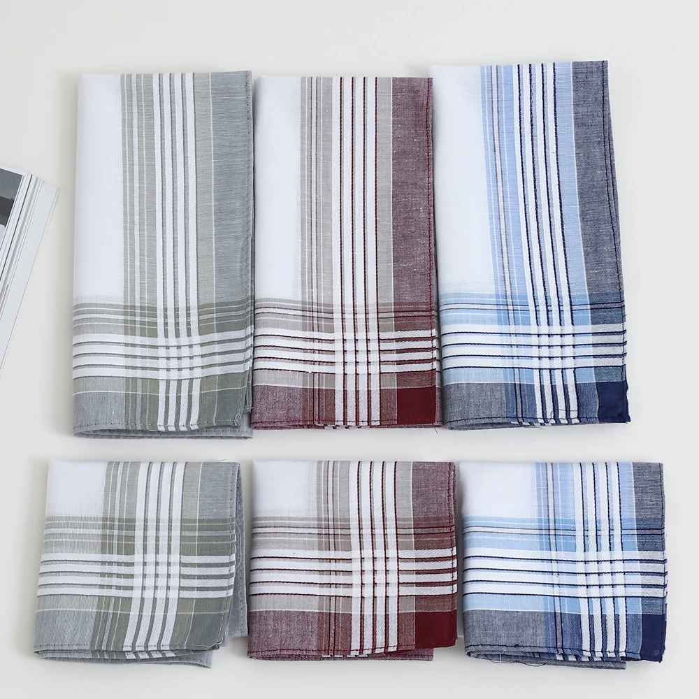 6-Pack Men's Yarn-Dyed Pure Cotton Handkerchiefs, Classic Plaid Handkerchiefs, Wedding Groom's Gift, Sweat-Wiping Pocket Towels