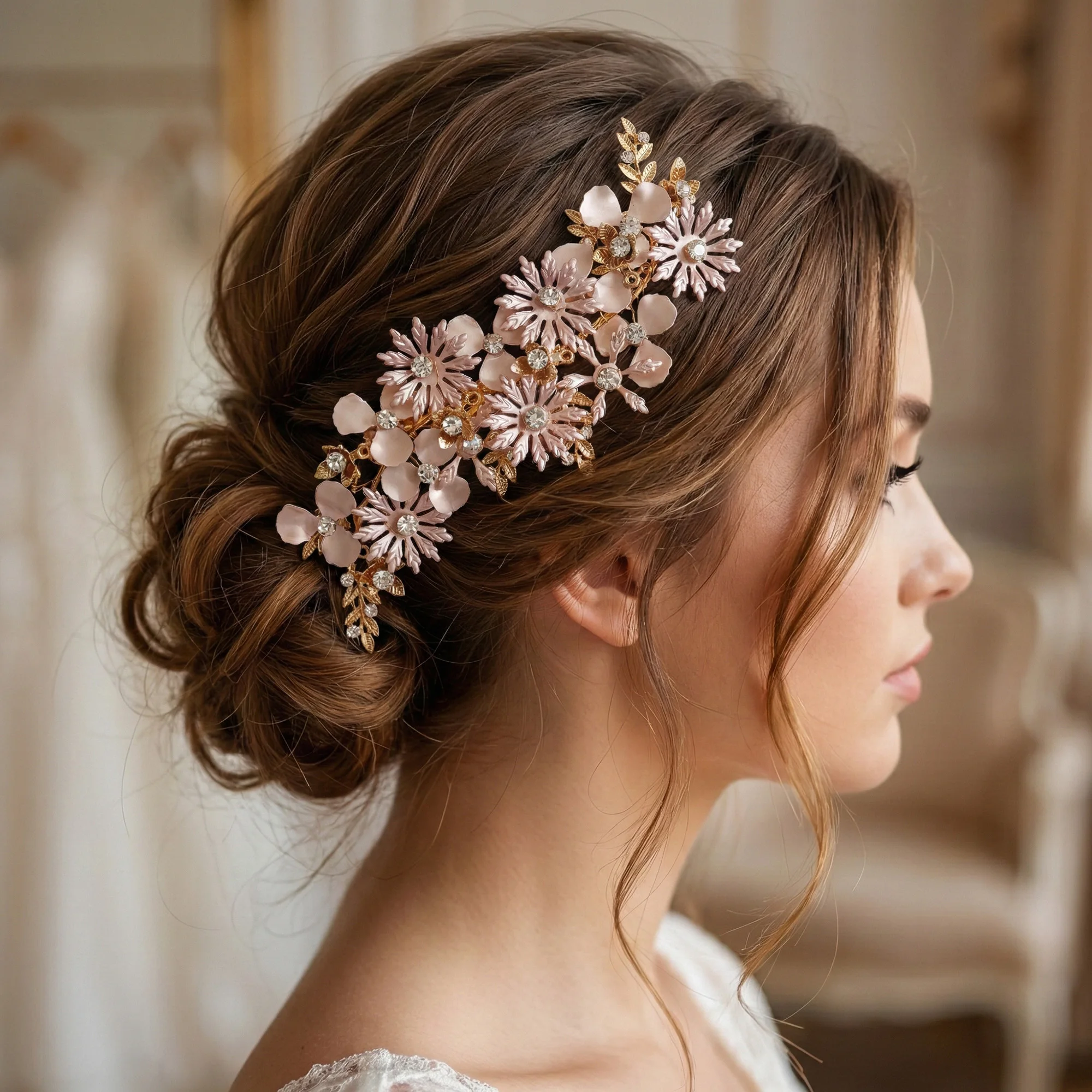 Luxury Metal Leaf Flower Hair Clip Elegant and Unique Women's Hair Jewelry Exquisite Alloy Hairpin Holiday Gift