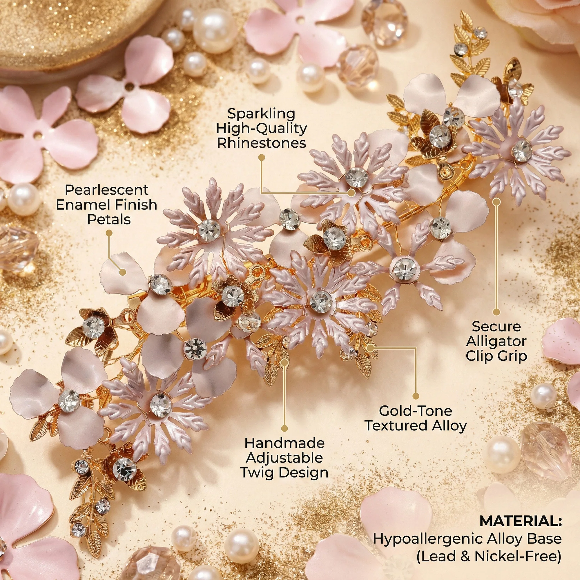 Luxury Metal Leaf Flower Hair Clip Elegant and Unique Women's Hair Jewelry Exquisite Alloy Hairpin Holiday Gift