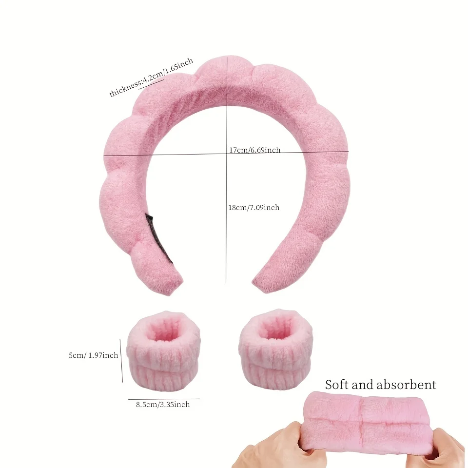 3PCS/SET Ladies Floral Headband Moisture-Proof Wristband SPA Face Wash Makeup Use Travel Holiday Ladies Gift