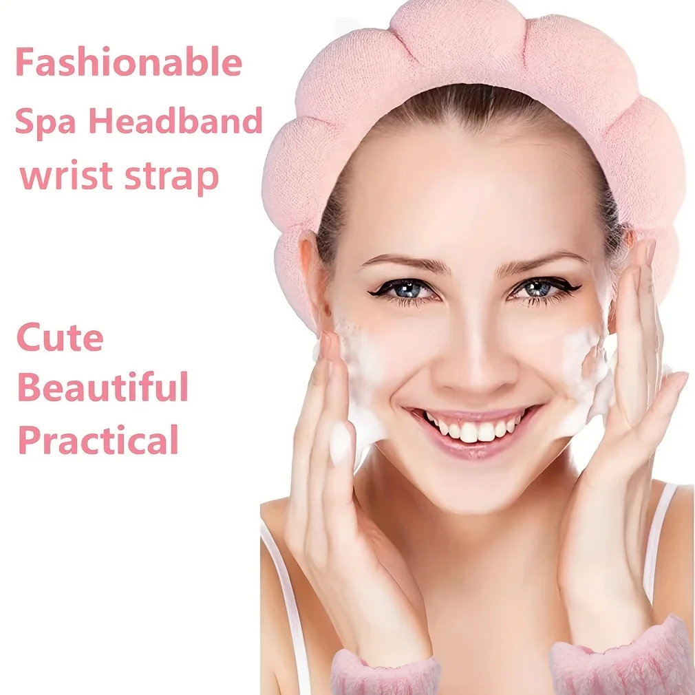3PCS/SET Ladies Floral Headband Moisture-Proof Wristband SPA Face Wash Makeup Use Travel Holiday Ladies Gift