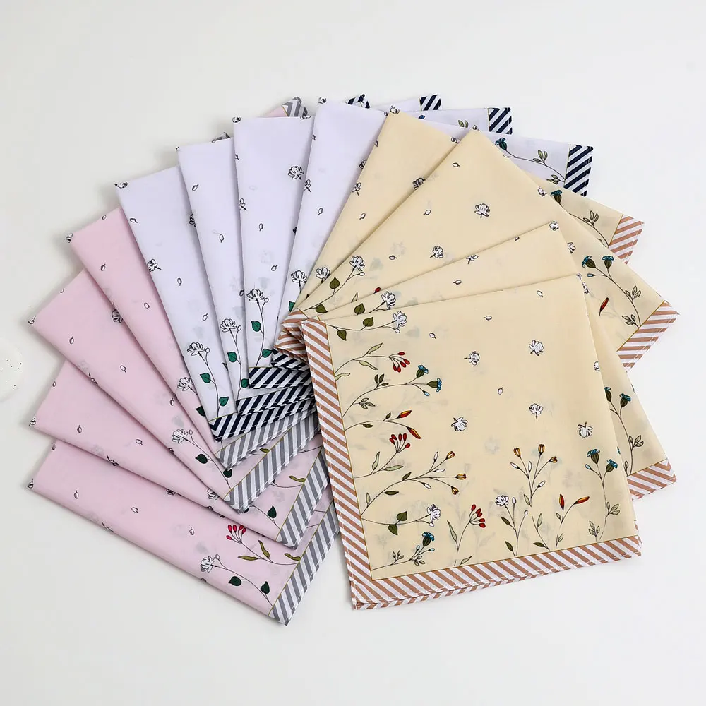 3-Pack of Elegant Handkerchiefs for Women, Pure Cotton Sweat-Wiping Handkerchiefs, Holiday Gifts, Wedding Supplies, Placemats