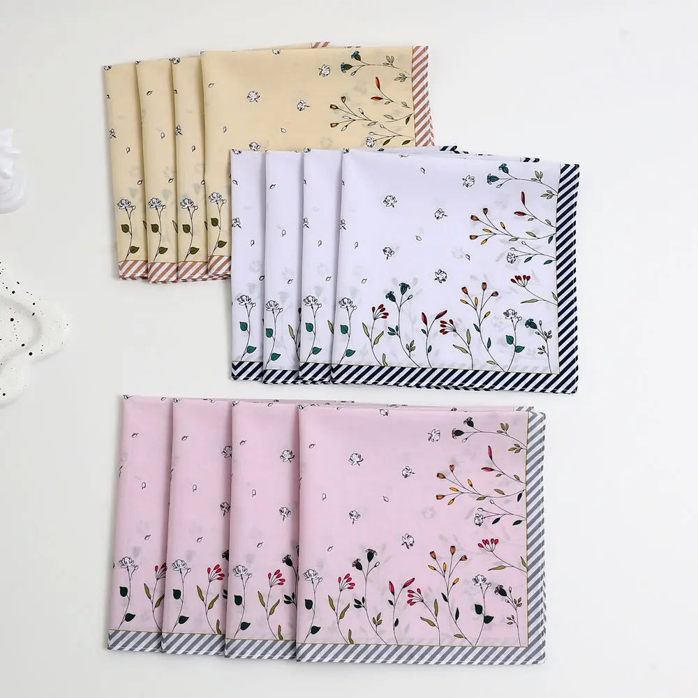 3-Pack of Elegant Handkerchiefs for Women, Pure Cotton Sweat-Wiping Handkerchiefs, Holiday Gifts, Wedding Supplies, Placemats