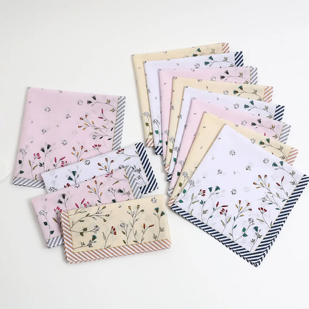 3-Pack of Elegant Handkerchiefs for Women, Pure Cotton Sweat-Wiping Handkerchiefs, Holiday Gifts, Wedding Supplies, Placemats