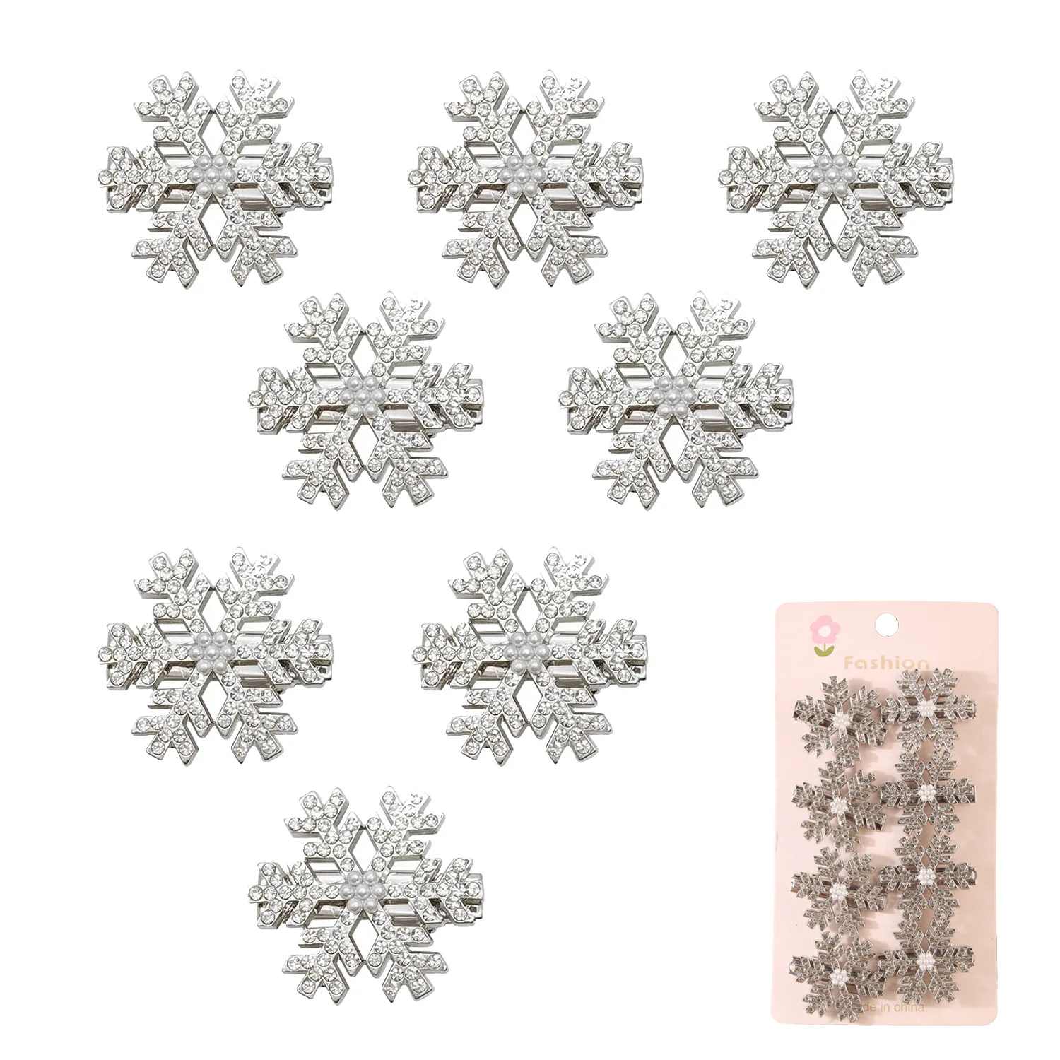 5/8/10/16 PCS. Super Flash High-grade Diamond-studded Christmas Snowflake Hairpins. Full of Diamonds. Metal Bangs Clips, Hairpin