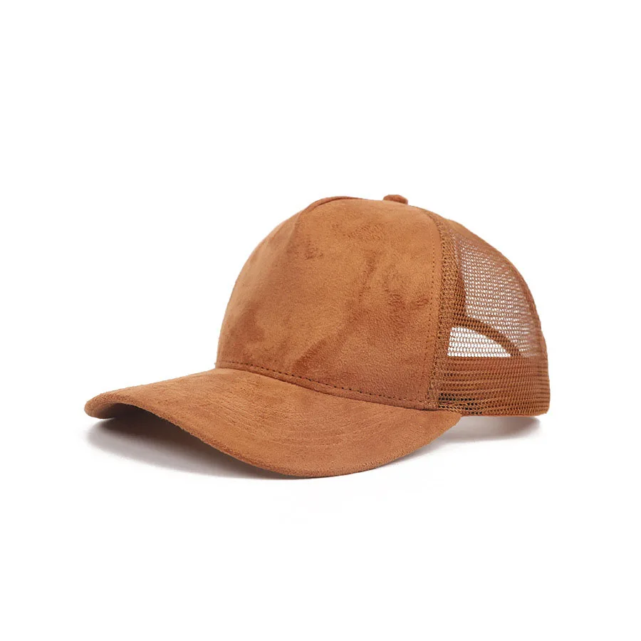 1 Piece Baseball Cap Men 5 Panel Mesh Suede Trucker Hat Women Spring Summer Outdoor Sports Hats Women Solid Color Gorros